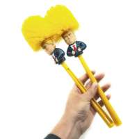 Funny cartoon custom design long handle plastic cleaning trump toilet brush