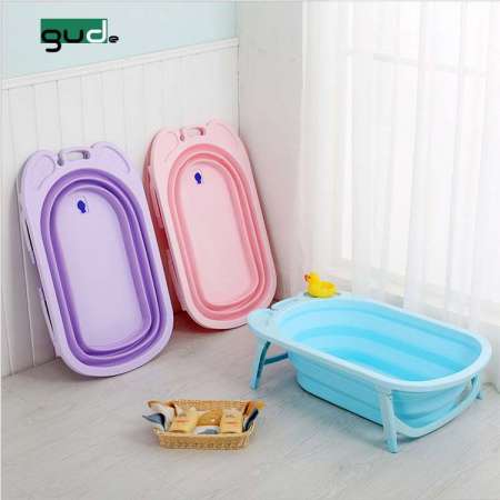 2020 Baby Folding Bathtub, Infant Collapsible Portable Shower Basin with Non Slip Mat easy for travelling