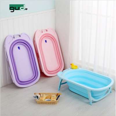 2020 Baby Folding Bathtub, Infant Collapsible Portable Shower Basin with Non Slip Mat easy for travelling